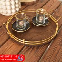 سيني گرد کف چوب طلايي رز