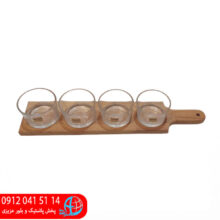 اردوخوری پایه چوبی گرد لیمون ۴عددی