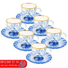 فنجان نعلبکی آمیتیس آبی رز عسلی