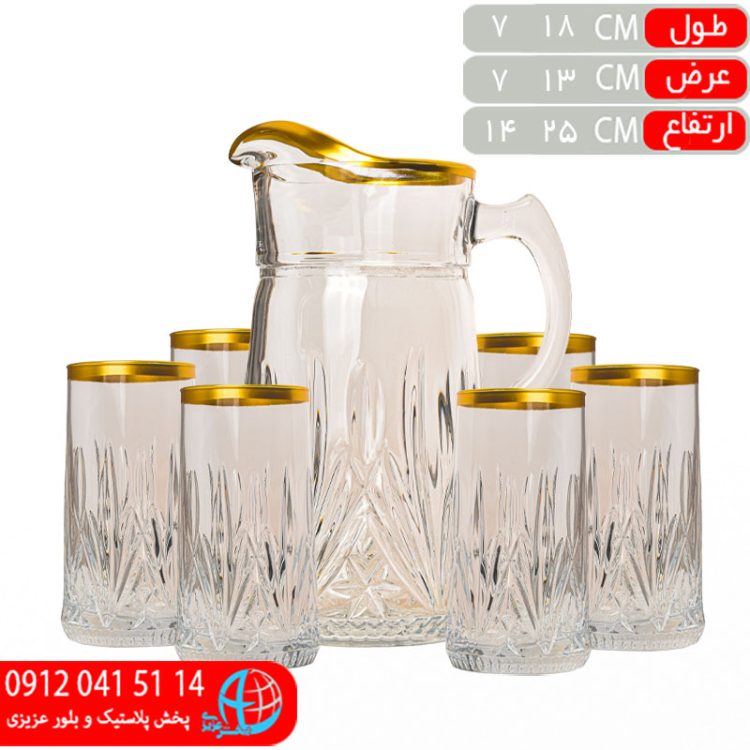 پارچ و ليوان مارکيز لب طلا رز عسلي
