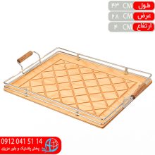 سيني فلزي کف چوب بزرگ نقره اي رز