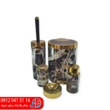 ست ۵پارچه شاین ماربل طرح سنگ مشکی طلایی بتیس