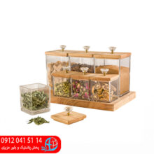 ست بانکه ادویه کفه دار چوبی لیمون