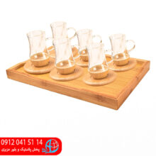 سرویس چایخوری سینی دار چوب بامبو