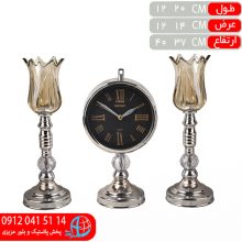 ساعت شمعدان فلزي۴۰۳۳ طاووس