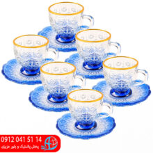 فنجان نعلبکی فوجین آبی رز عسلی