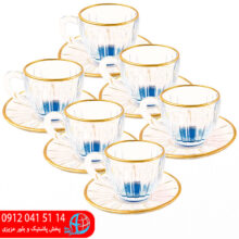 فنجان نعلبکی سلنا آبی رز عسلی