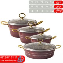 سرويس ۷پارچه طلايي گلدو اطلس شمس