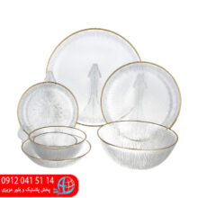 سرويس ۳۳پارچه سولو لب طلا رز عسلي