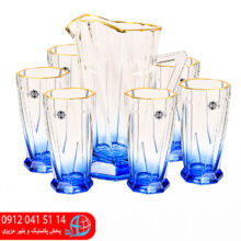 پارچ و لیوان اسکوئر آبی رز عسلی