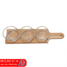 اردوخوری پایه چوبی گرد لیمون ۳عددی