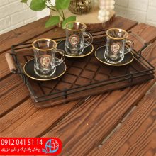 سینی فلزی کف چوب متوسط مشکی رز