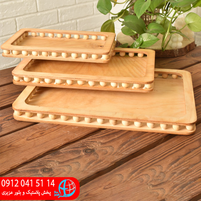 سینی مهره دار ۳سایز مستطیل رز