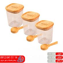 جاادویه درب چوبی قاشق دار ۳عددی ۲۸۰CC کلیز